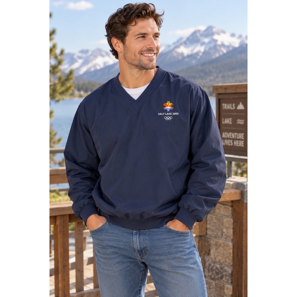 Vintage Salt Lake 2002 Winter Olympics Windbreaker Pullover Men's M Official